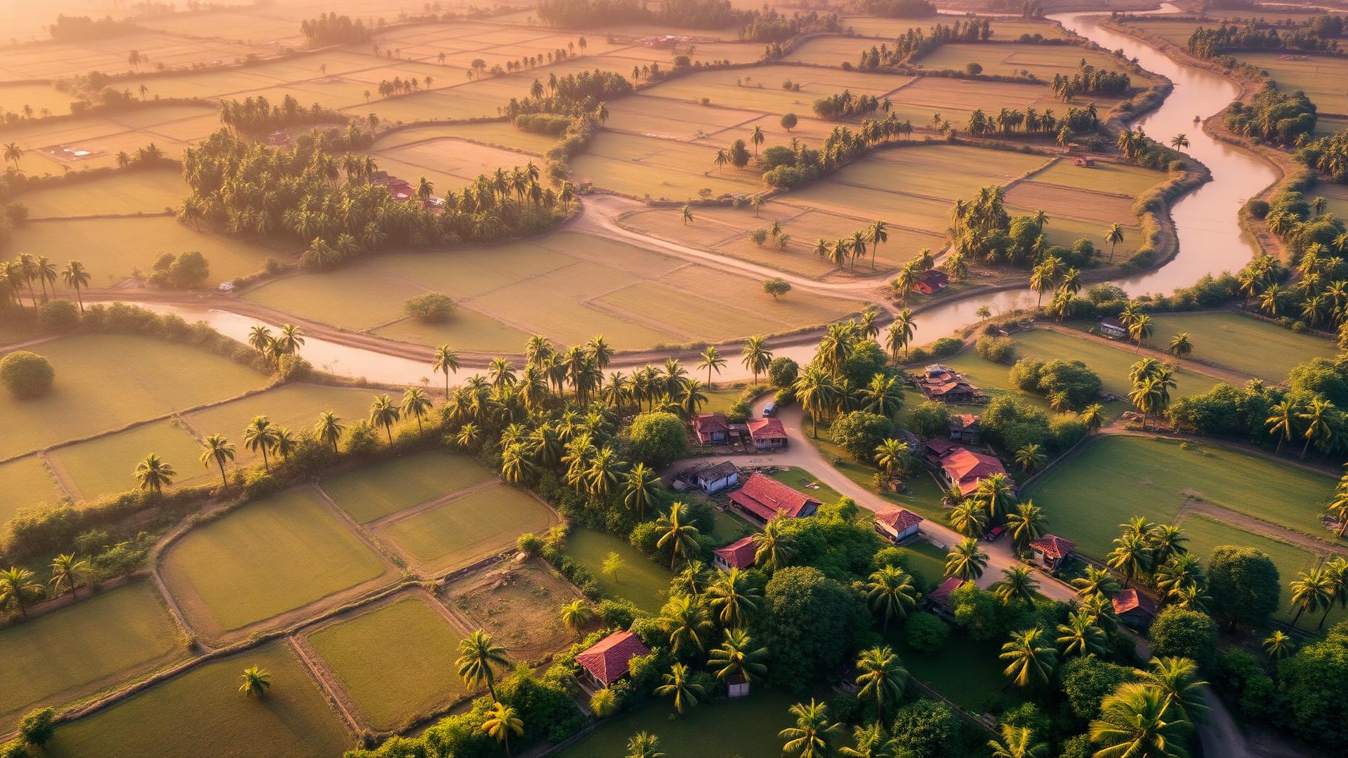 Aerial view of an Indian village