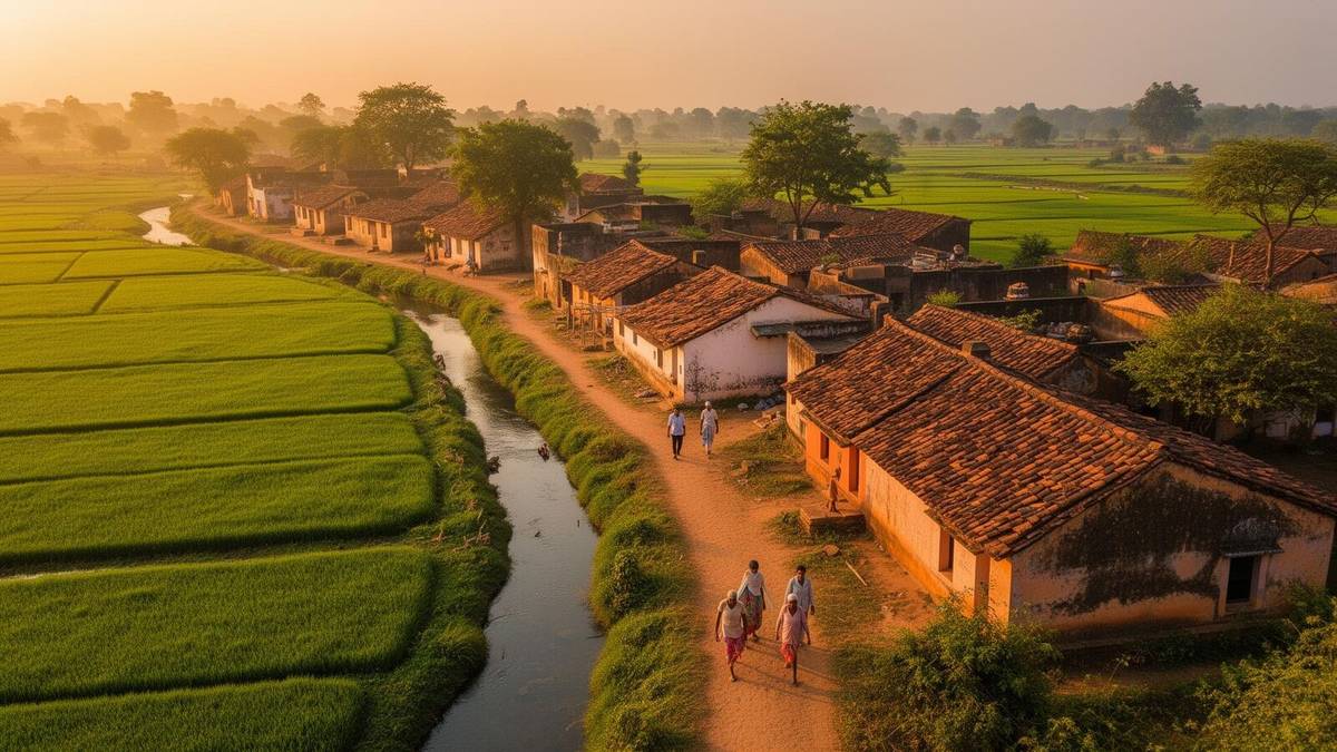 Aerial view of an Indian village