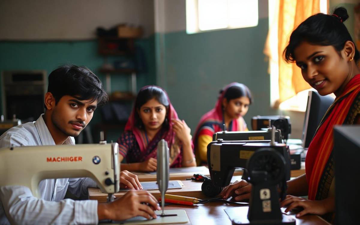 Rural youth working on tailoring and machinery skills